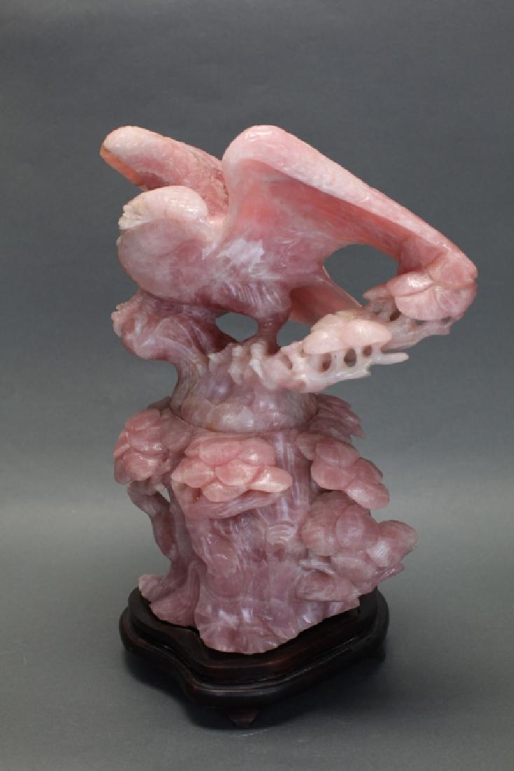 Chinese rose quartz carving of an eagle (1 of 5)