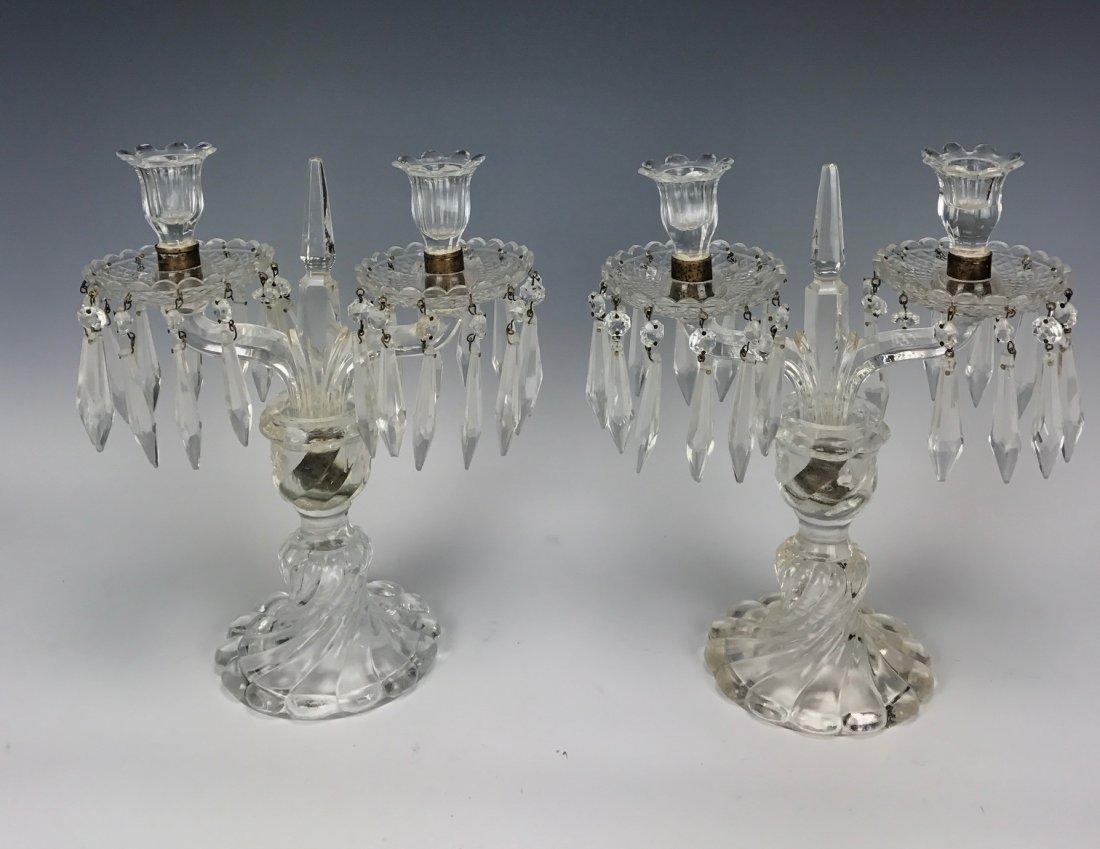 A PAIR OF BACCARAT 2 LIGHT CANDELABRA (1 of 3)