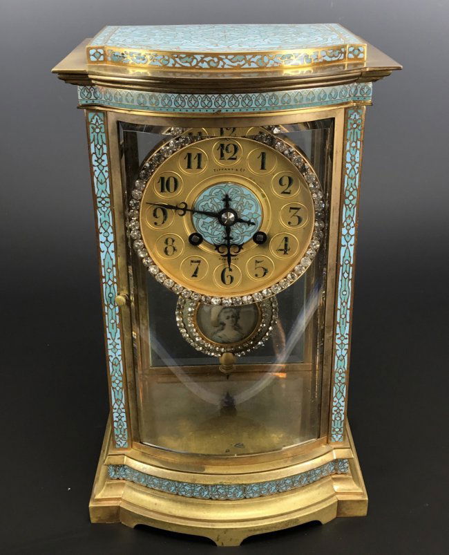A 19TH C. TIFFANY & CO CHAMPLEVE ENAMEL CLOCK (1 of 5)