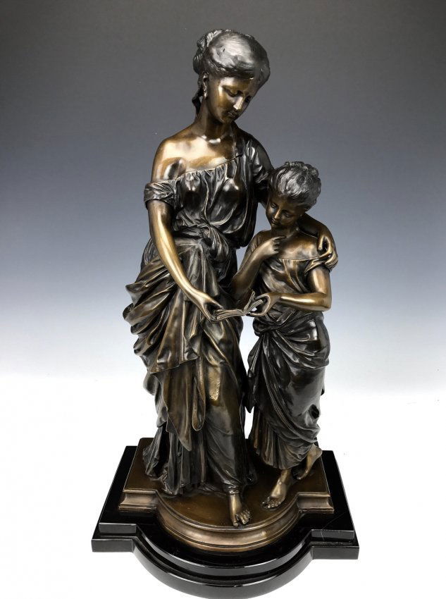 A PATINATED BRONZE SCULPTURE SIGNED MOREAU (1 of 2)