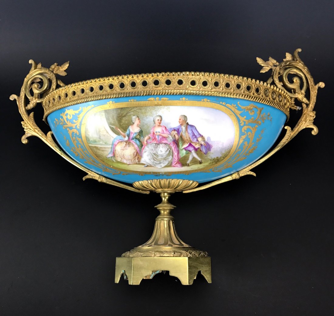 A LARGE 19TH C. DORE BRONZE MOUNTED SEVRES CENTERPIECE (1 of 1)