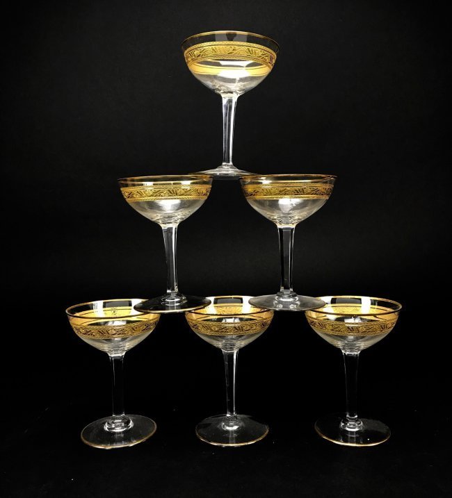 SET OF 6 SIGNED BACCARAT CHAMPAGNE COUPS (1 of 3)