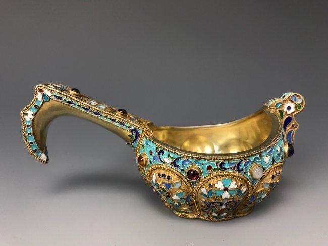 RUSSIAN ENAMEL SILVER KOVSH (1 of 1)