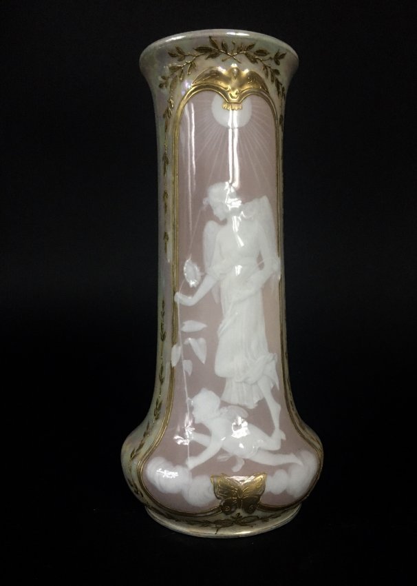 A GERMAN PATE SUR PATE PORCELAIN VASE CIRCA 1900 (1 of 3)