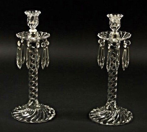 A LARGE PAIR OF BACCARAT CANDEL HOLDERS (1 of 2)