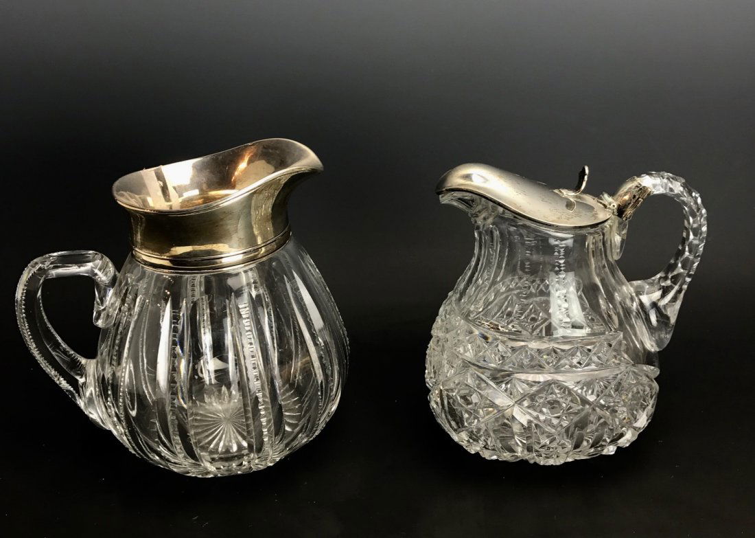 2 STERLING SILVER MOUNTED CRYSTAL EWERS (1 of 3)