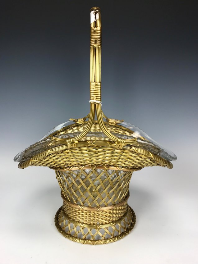 A VERY LARGE DORE BRONZE AND BACCARAT GLASS BASKET (1 of 3)