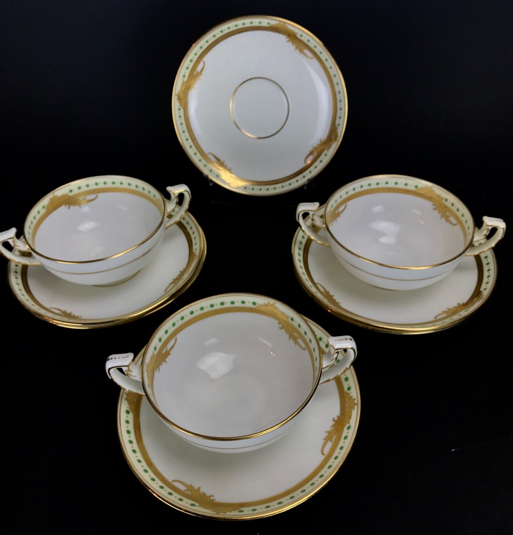 3 ENAMELLED MINTON BOULIONS AND 5 PLATES: Estimate $150-200
