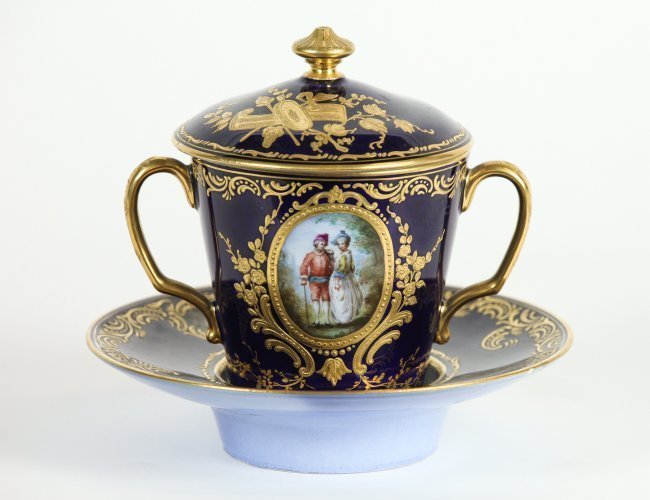 19TH CENTURY PARIS PORCELAIN CHOCALATE CUP AND SAUCER (1 of 3)