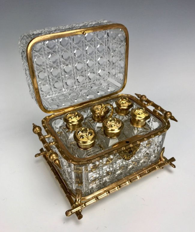 19TH CENTURY ORMOLU MOUNTED BACCARAT PERFUME BOTTLES (1 of 3)