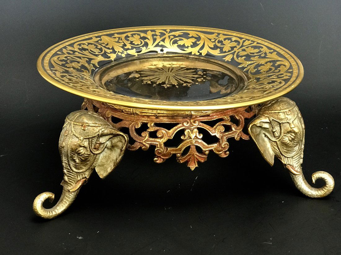 AN ENAMELLED BRONZE AND BACCARAT CENTERPIECE (1 of 2)