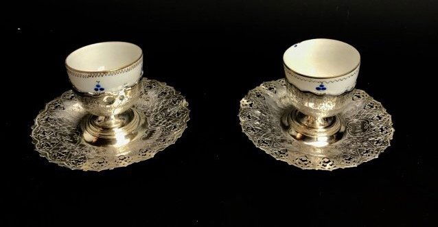 A PAIR OF OTTOMAN TURKISH SILVER AND RUSSIAN PORCELAIN (1 of 5)