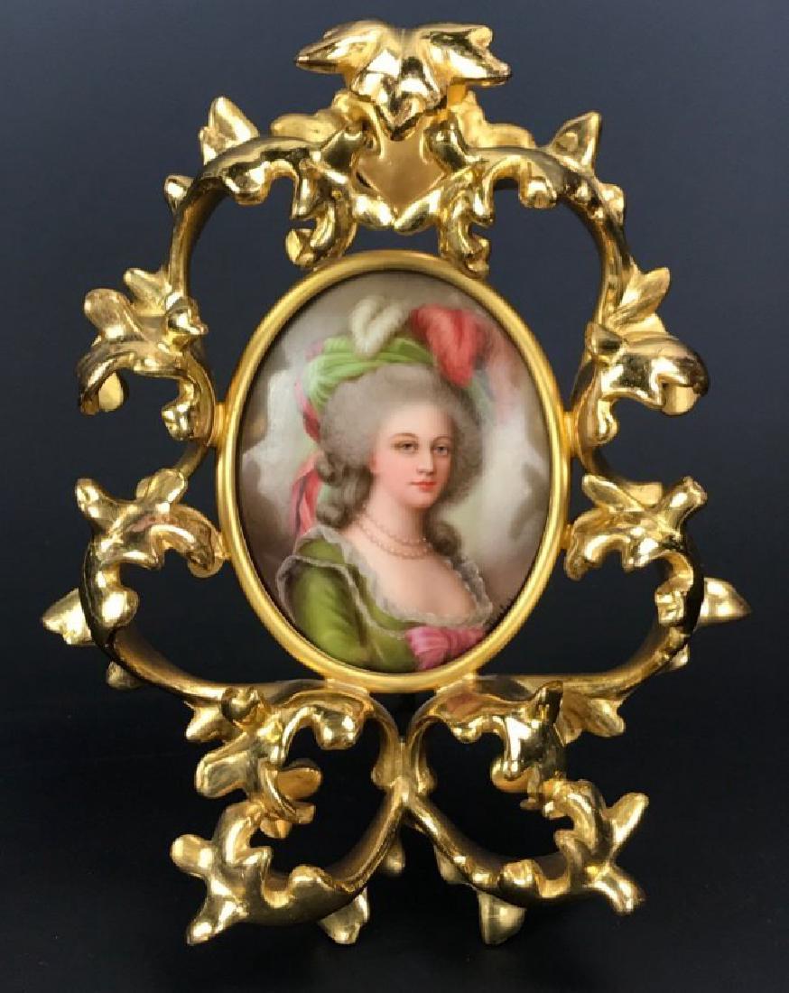 19TH C. GERMAN PORCELAIN PLAQUE IN A GILT BRONZE FRAME (1 of 3)