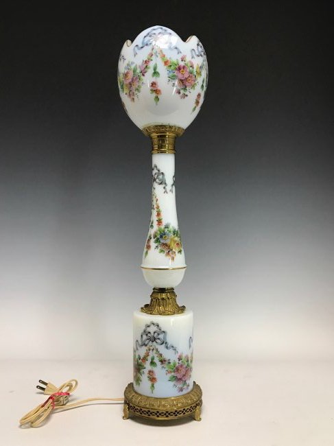 A LARGE BACCARAT OPALINE LAMP (1 of 4)