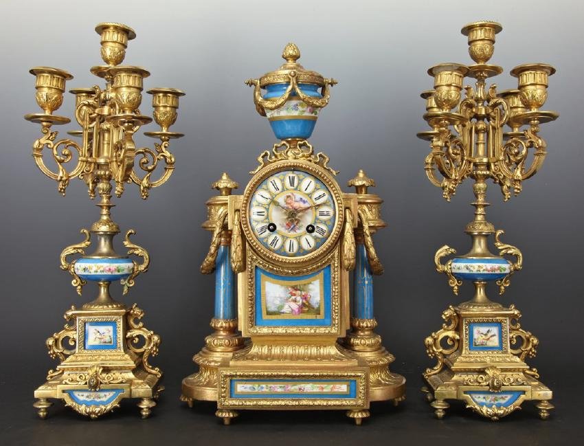 A 19TH C. FRENCH SEVRES CLOCK SET (1 of 4)