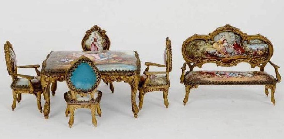 19TH C. VIENNESE ENAMEL MINIATURE 6 PIECE FURNITURE SET (1 of 3)