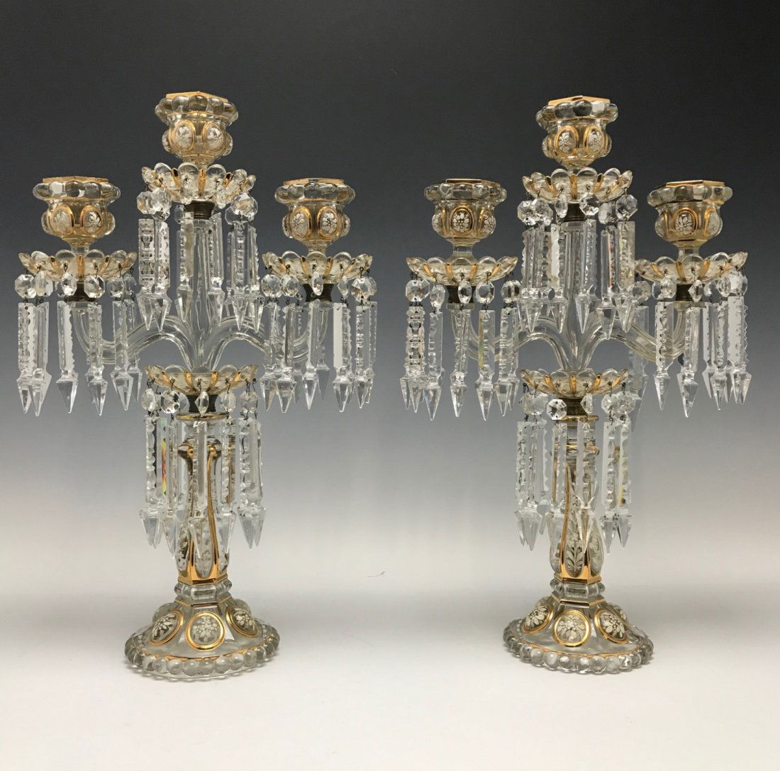 A PAIR OF 19TH C. ENAMELLED BACCARAT CANDELABRA (1 of 1)