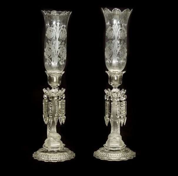 A PAIR OF BACCARAT HURRICANE LAMPS "LE POISSON" (1 of 2)