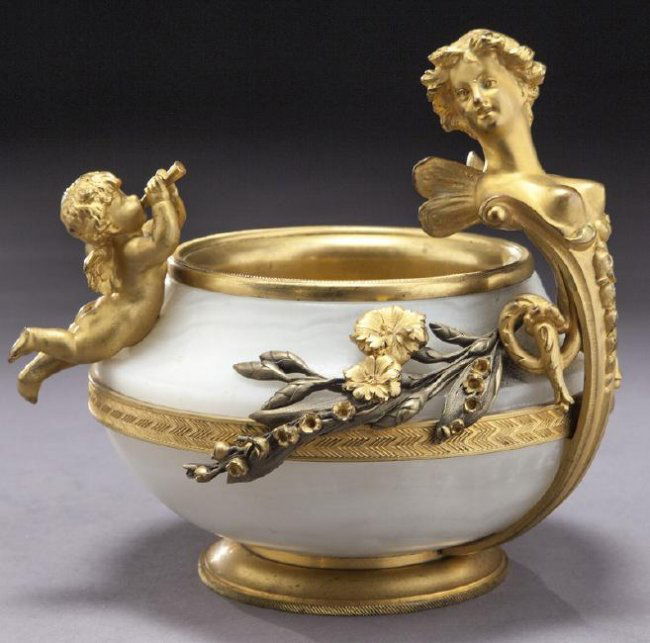 19TH C. BRONZE AND MARBLE VASE (1 of 1)