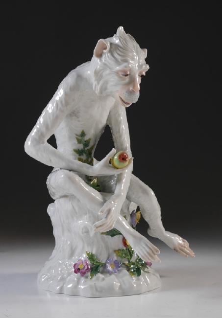 A LARGE DRESDEN PORCELAIN MONKEY (1 of 2)