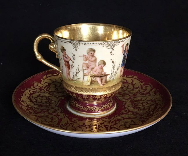 19TH CENTURY ROYAL VIENNA CUP AND SAUCER (1 of 3)