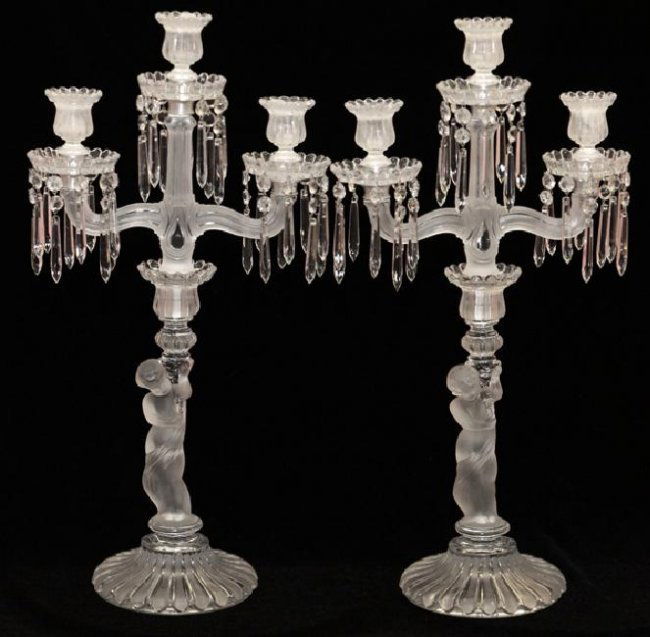 BACCARAT 'ENFANT' CRYSTAL THREE LIGHT CANDELABRA (1 of 2)