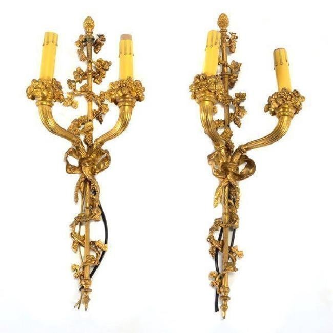 A PAIR OF 19TH CENTURY DORE BRONZE WALL SCONSES (1 of 1)