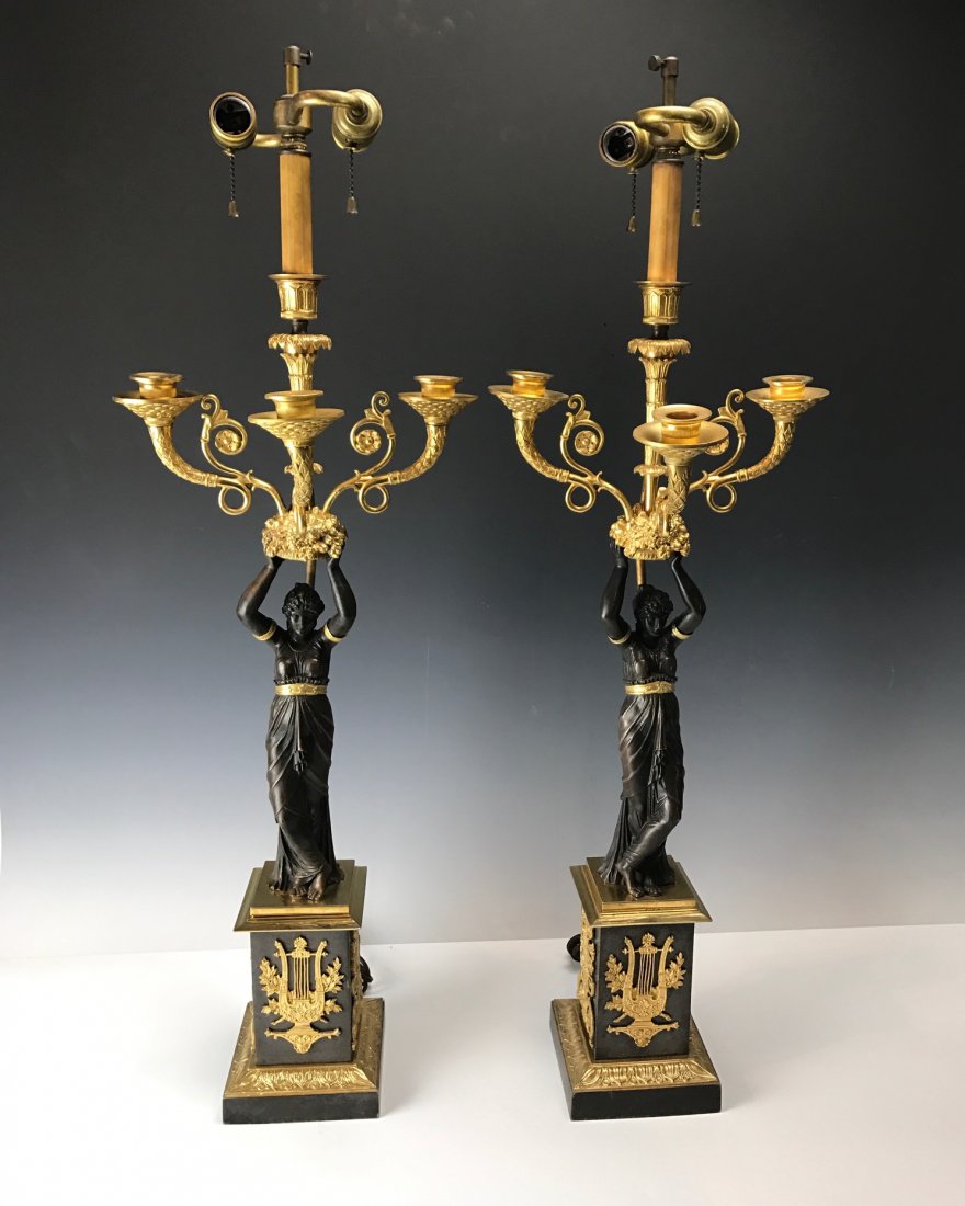 PAIR OF 19TH CENTURY EMPIRE STYLE BRONZE CANDELABRA (1 of 5)