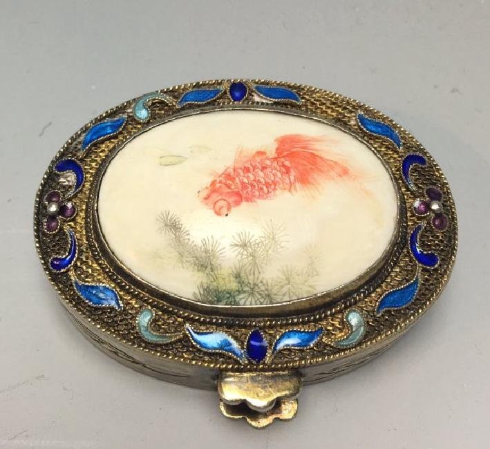 CHINESE SILVER AND ENAMEL MINIATURE BOX (1 of 3)
