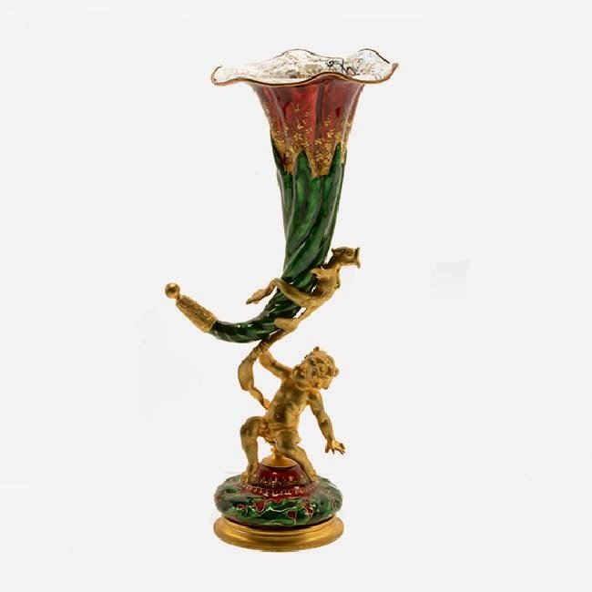 A LARGE 19TH C. AUSTRIAN ENAMEL VASE (1 of 1)