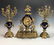 19TH C. FRENCH BRONZE AND PORCELAIN CLOCK SET
