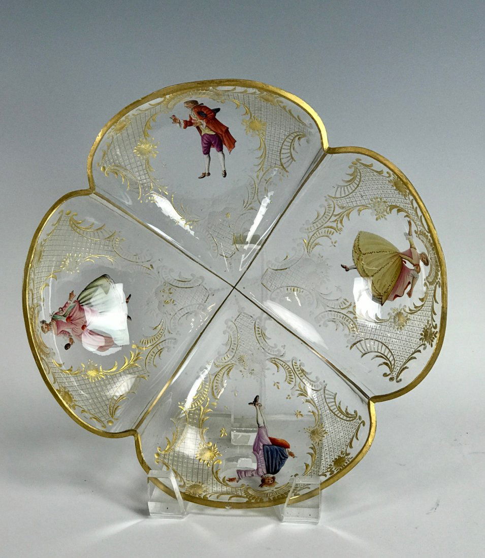 19TH C. ENAMELLED LOBMEYR DISH (1 of 3)