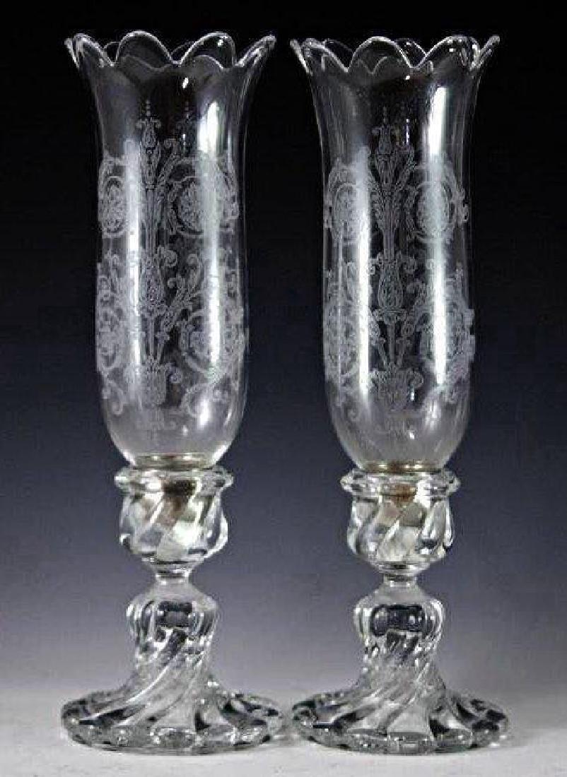 PAIR OF BACCARAT HURRICANE LAMPS SIGNED (1 of 1)