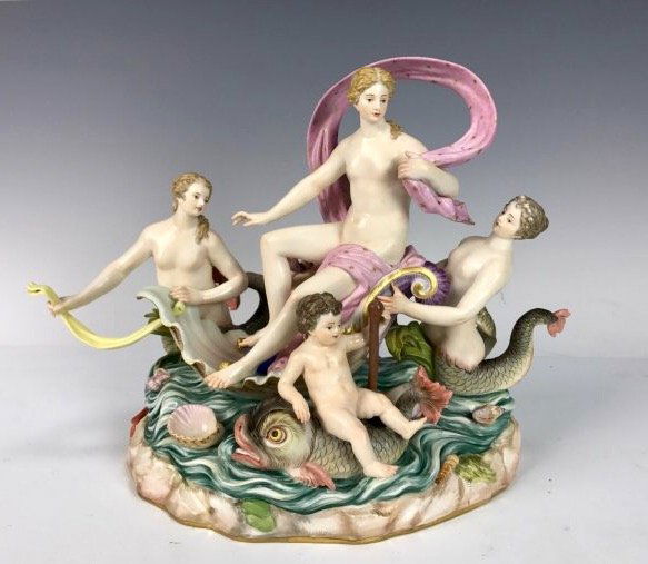 A LARGE 19TH C. MEISSEN GROUP DEPICTING BIRTH OF VENUS (1 of 5)