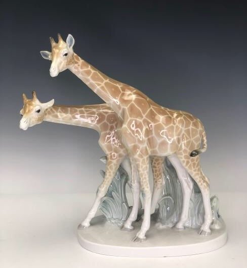 A LARGE MEISSEN GROUP OF GIRAFFES (1 of 5)