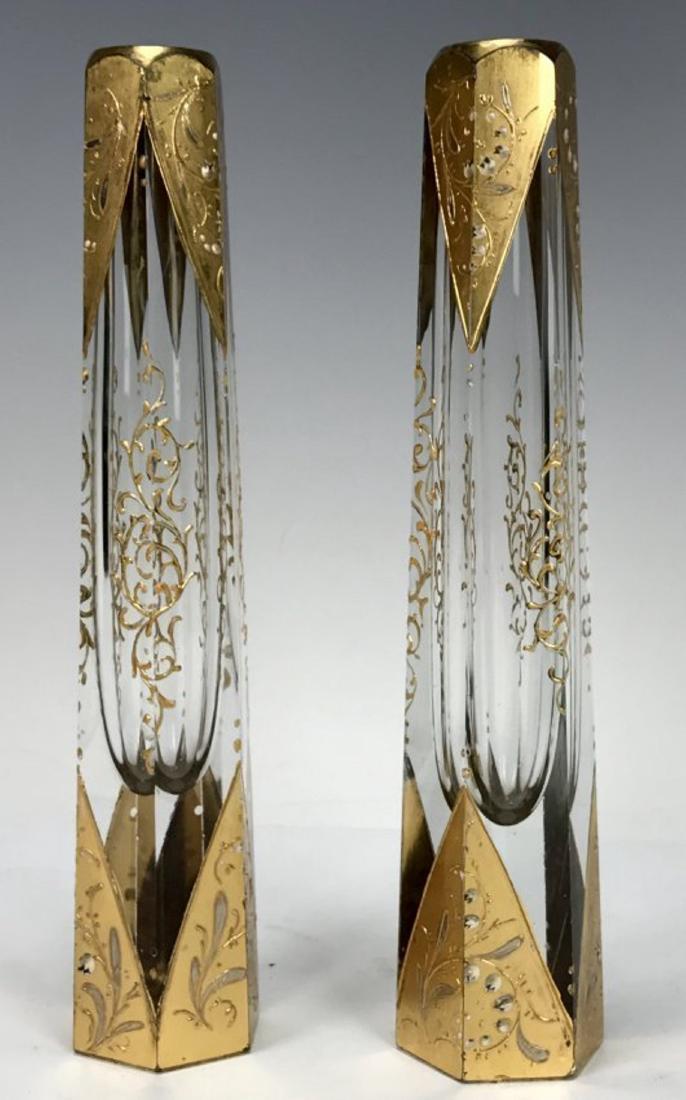 A PAIR OF 19TH C. ENAMELLED MOSER BUD VASES (1 of 2)