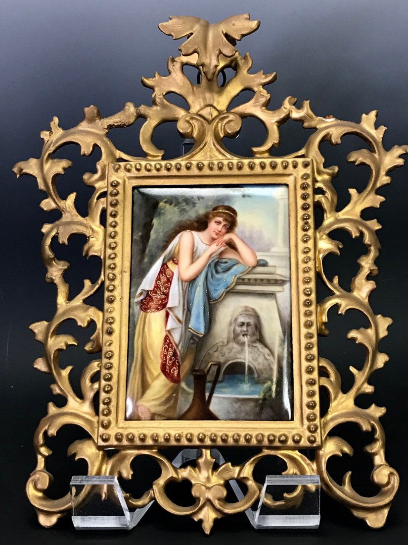 19TH C. KPM STYLE PORCELAIN PLAQUE AFTER COOMANS (1 of 2)