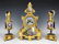 A MAGNIFICENT 19TH C. DORE BRONZE & SEVRES CLOCK SET