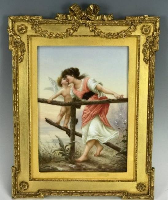 A VERY FINE KPM 19TH C. PORCELAIN PLAQUE SIGNED (1 of 4)