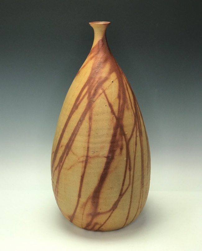 A LARGE JAPANESE STUDIO GLAZED POTTERY VASE (1 of 4)
