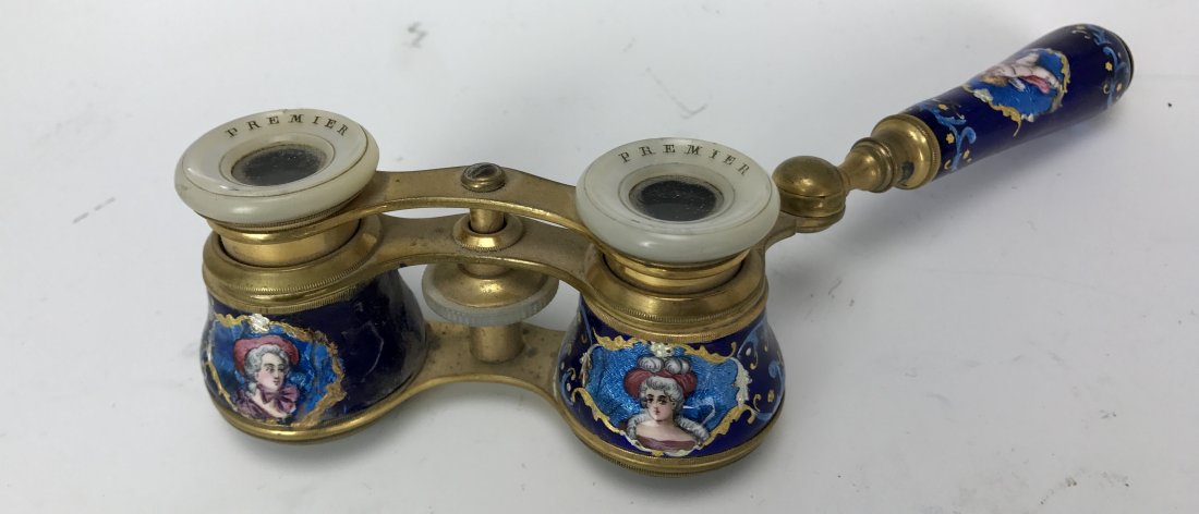 A PAIR OF FRENCH ENAMEL OPERA GLASSES: Estimate $400-500