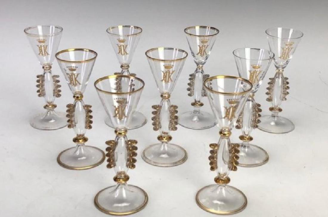 SET OF 9 GILT SHOT GLASSES (1 of 2)