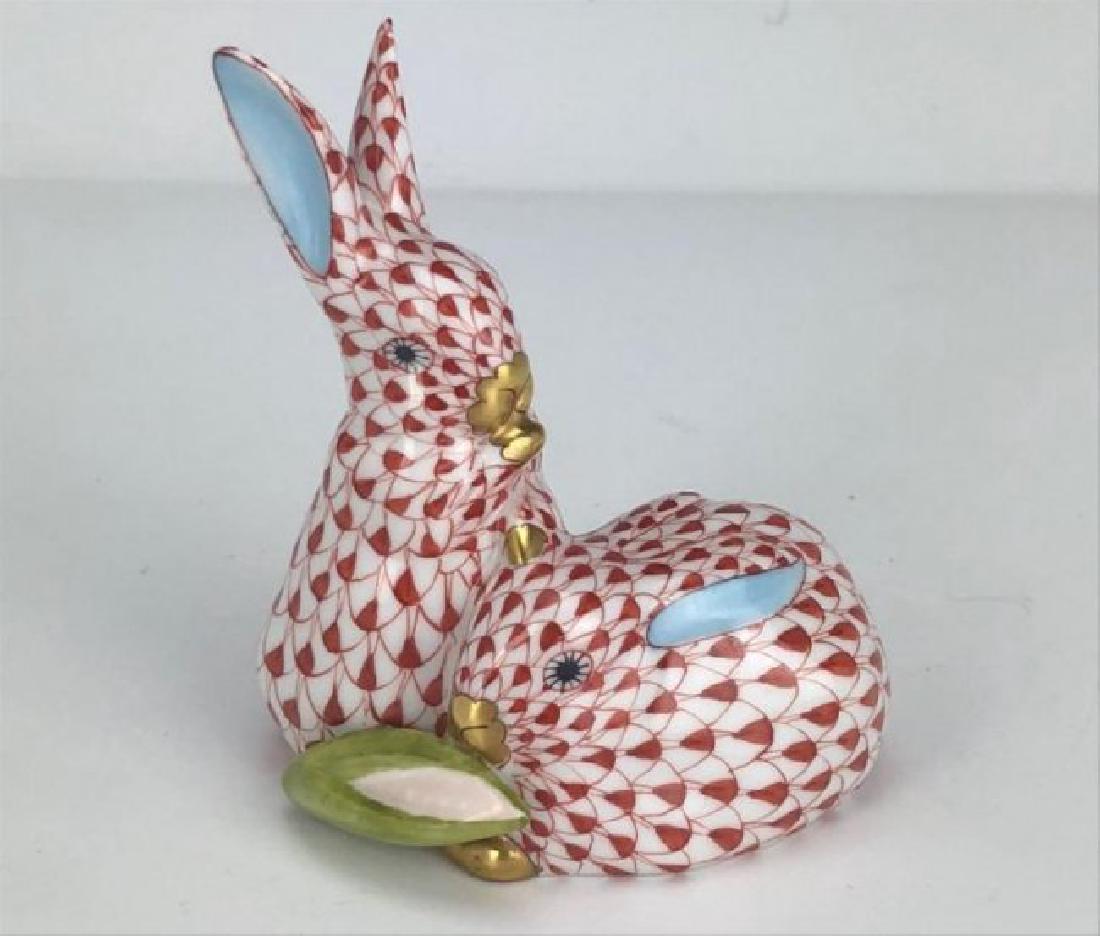 PAIR OF HEREND PORCELAIN RABBITS (1 of 4)