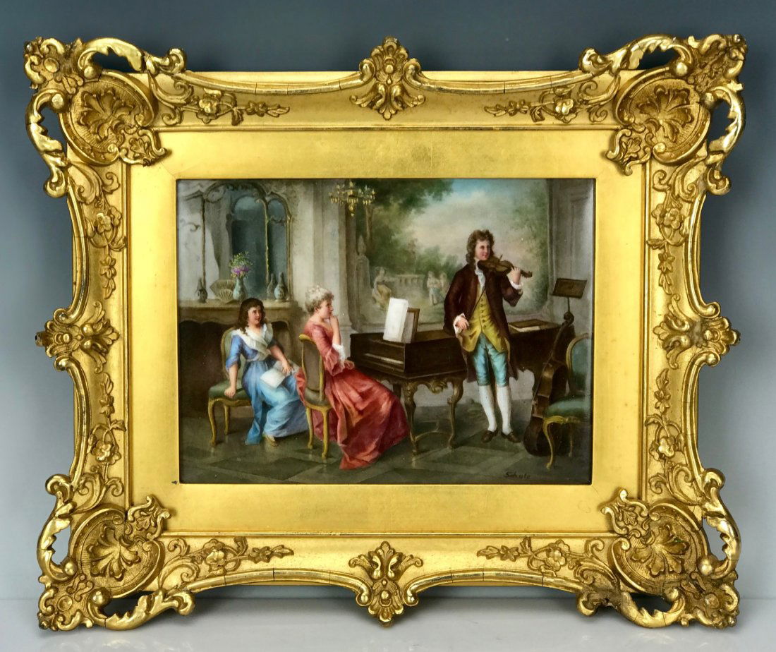 19TH C. KPM STYLE PORCELAIN PLAQUE: Porcelain measures 8" x 6". Excellent condition. Estimate $1.500-2.000