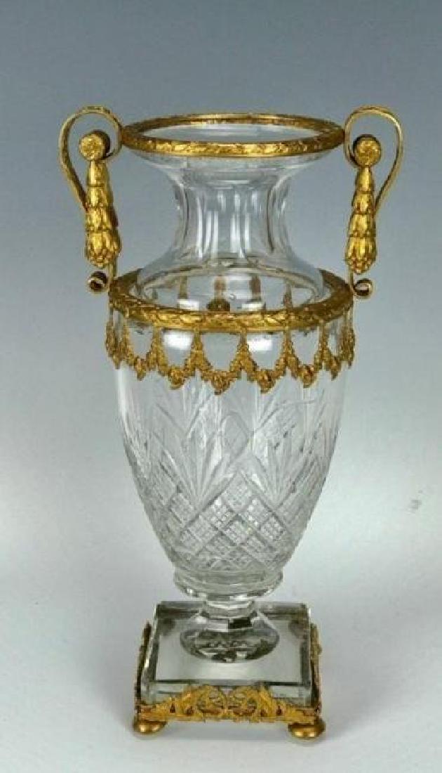 ORMOLU MOUNTED BACCARAT GLASS VASE: Circa 1900. Measures 10.5" High. Very good condition. Estimate $600-800