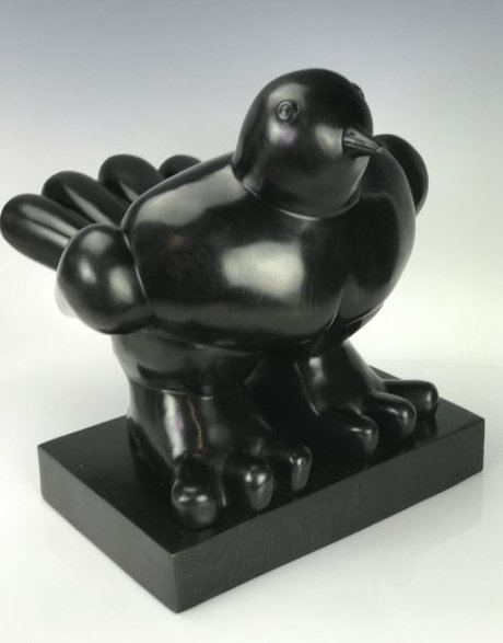A LARGE BRONZE SCULPTURE SIGNED BOTERO: The Dove measures 15"x 14" x 13.5" High. Stamped Botero E/A 3/6 and Italian foundry mark. Estimate $3.000-4.000
