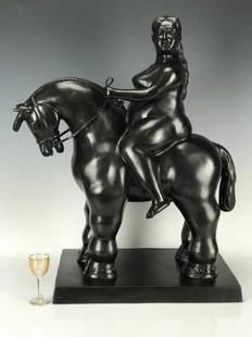 A LARGE SIGNED BOTERO SCULPTURE: Limited edition , signed and numbered E/A 5/6 , and stamped with Italian foundry mark. 23" H., 19.5" L. , 10" W. Estimate $8.000-10.000