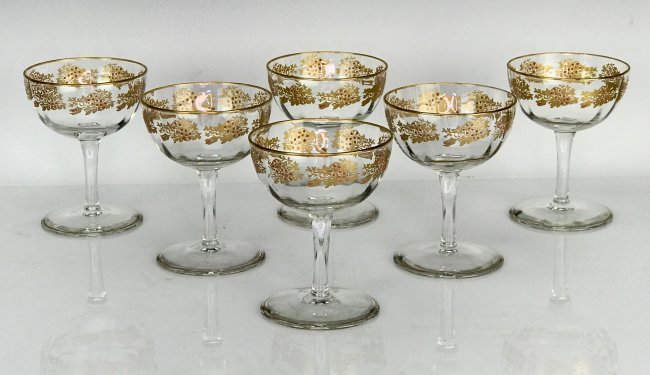 SET OF 6 ENAMELLED MOSER COUPS: Circa 1900. Measure 5.5" H. All in good condition. Estimate $500-600