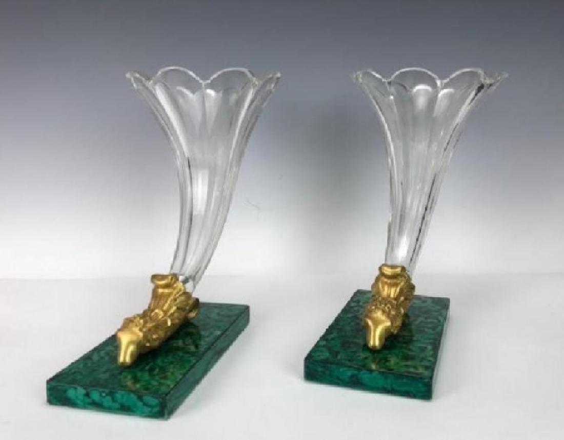 PAIR OF DORE BRONZE MOUNTED BACCARAT CORNOCOPIA (1 of 2)