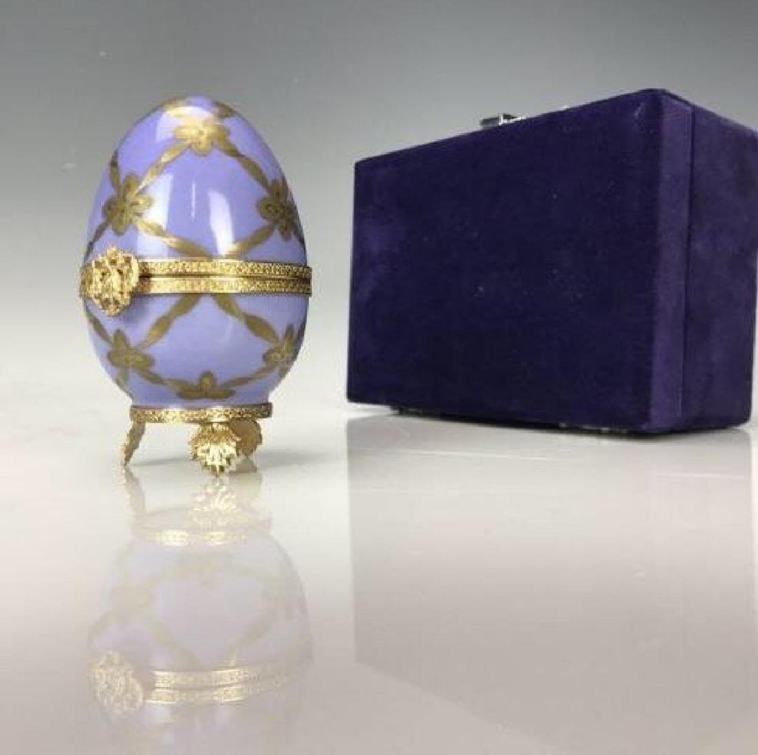IMPERIAL FABERGE STERLING & LIMOGES PORCELAIN SWAN EGG (1 of 5)